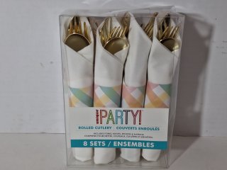 New 8 set rolled cutlery