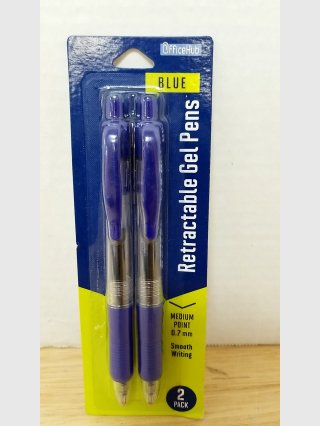 Blue Retractable Gel Pens 2-Pack