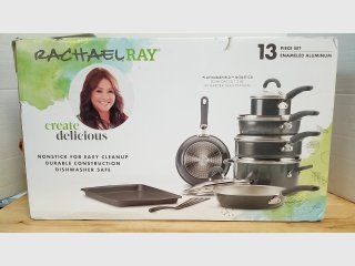 New Rachael Ray 13-Piece Enameled Aluminum Cookware Se