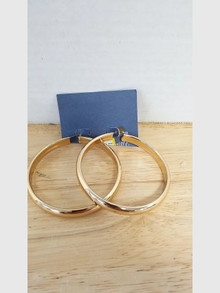 Gold Hoop Earrings Pair 2.5 inch