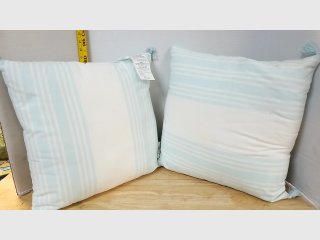 Blue Striped Throw Pillows (2)