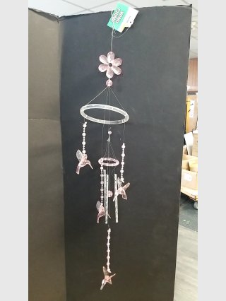 New Pink Hummingbird Wind Chime, 26 inch