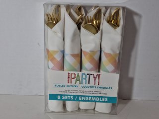 New 8 set rolled cutlery