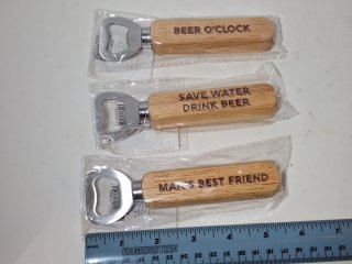 3 new wood handle bottle openers 