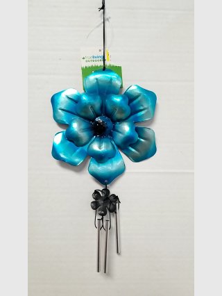 Blue Metal Flower Wind Chime 10 inch
