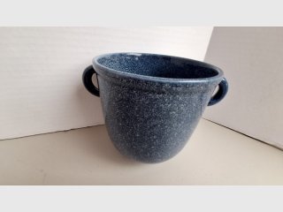 Blue Textured Ceramic Bucket with Handles, 6 inch