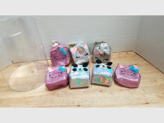 New Glittery Cat Panda Unicorn Pouches Lot
