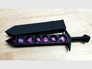 New Purple D&D Dice in Sword Case
