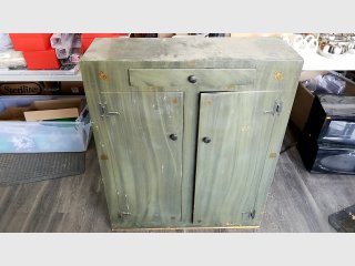 Vintage Green Painted Armoire Cabinet