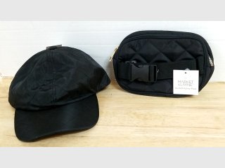 Black Quilted Cap and Fanny Pack Set