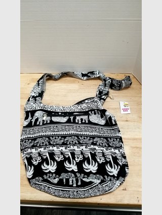 New Black Elephant Print Hobo Bag
