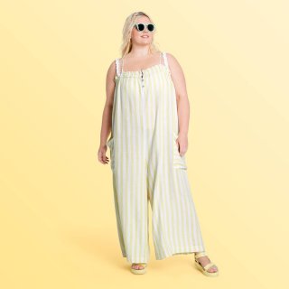 New Women\'s Plus Size Striped Jumpsuit - Sto, 2x