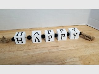 Happy Wood Block Garland, 10 inch