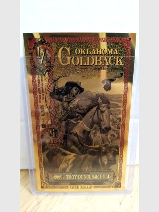 Oklahoma Goldback 1/2000 oz Gold Note