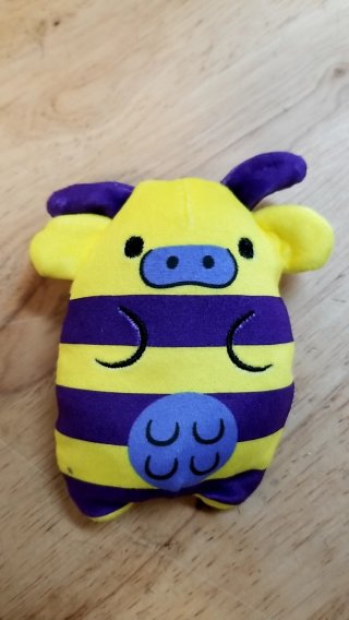 Yellow Purple Striped Bean Bag Cow, 5 in.