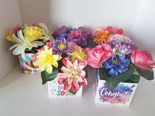 Artificial flowers arrangements in boxes 8x4.5