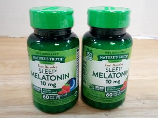 New Two Green Melatonin Supplement Bottles, BB 8/26