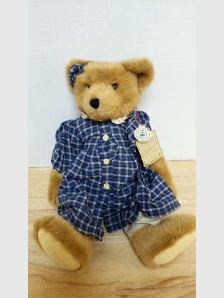 Boyds Bear in Blue Plaid Dress, 15 in, Exc cond.