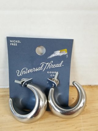 Silver Hoop Earrings on Card 2 inch