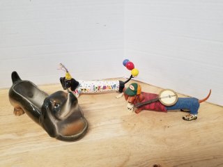 Dachshund collectibles, largest 8 inch long 