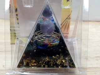 New Resin Pyramid with Sphere and Coil, 3 in