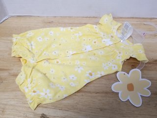 New Yellow Floral Baby Romper, 0-3 months