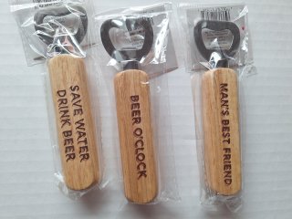3 new wood handle bottle openers 