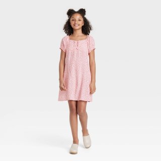 New Girls\' Puff Sleeve Dress - art class Lig, XXL (18)