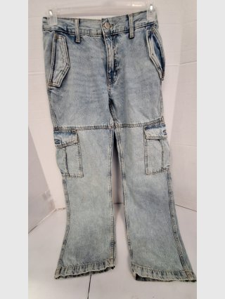 Women's Light Wash Cargo Jeans, small regular