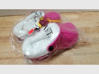 Pink Crocs Furry Slippers Pair size 11