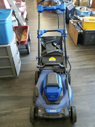 Blue Kobalt Lawn Mower, Needs batteries,  charger