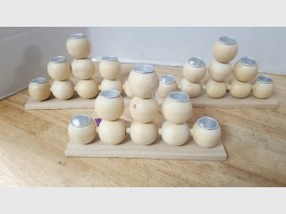 Wooden Candleholder with Metal Cups