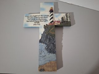 Resin lighthouse cross, 10 inch