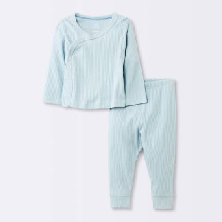 New Baby Boys\' 2pc Wide Ribbed Side Snap Top, 12m