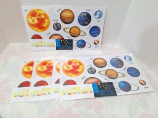 5 sheets of Glow The Dark adhesive planets, 13.5 x 8 inch sheets
