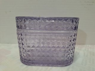 Heavy lavender glass trinket box, 5 x 4 inch