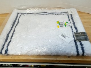 White Blue Border Bath Rug 21x34 