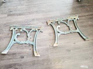 Cast iron supports, each approx 18 by 16 inch 