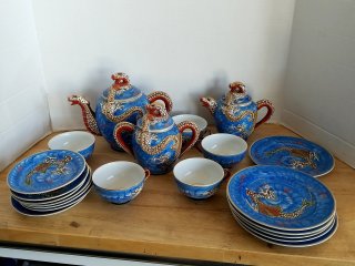 Blue Dragon Tea Set, Vintage,  vg cond