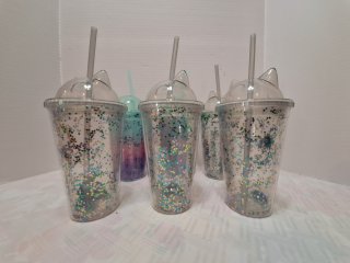 Glitter Tumblers with Cat Ear Lids