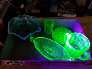 Vaseline glass and other, all have chips, sell as is