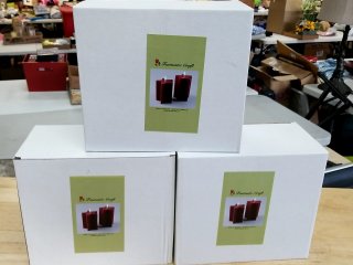 New Burgundy Pillar Candles in White Boxes
