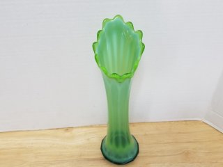 Vaseline glass vase, 12.5 inch tall,  excellent condition 