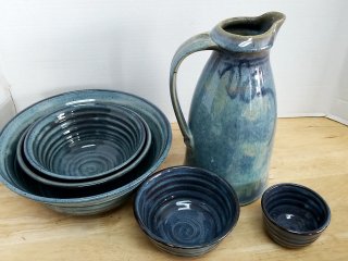 Pottery,  one piece repaired, rest exc c
