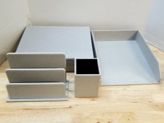 Gray Desk Organizer Set