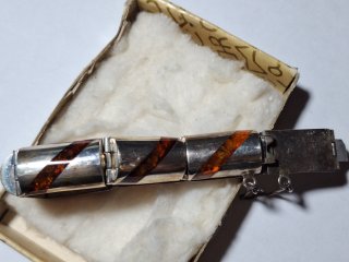 Sterling silver Amber bracelet,  8 inch