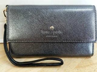 Metallic Gray Kate Spade Wallet, Like new, 6 in