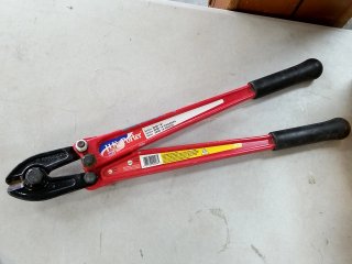 Red bolt cutters with black grips