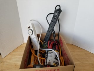 Extension cords, power strips, caulking gun