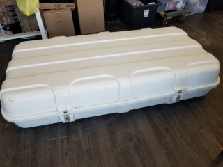 Large plastic storage container, approx 6 foot by 34 inch by 17 inch